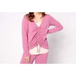 Anybody Cozy Knit Ruched Front Mauve Size XS Top 2-for-1 A666031 NWOT